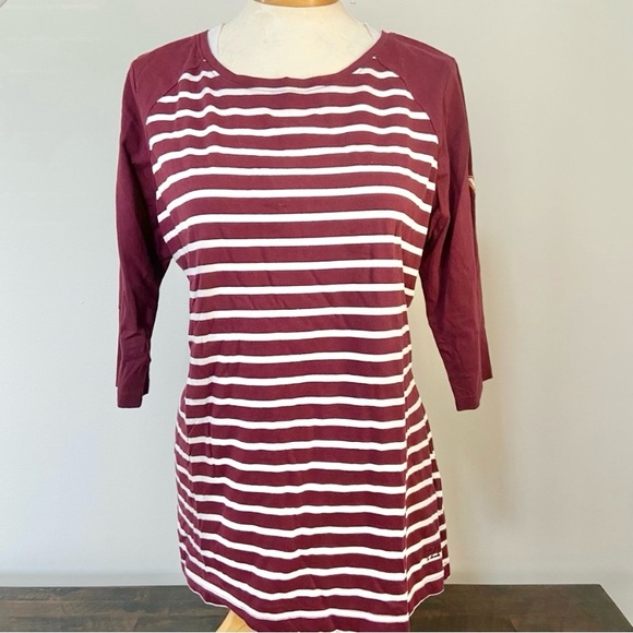 Cutter & Buck Women’s Virginia Tech Maroon White Stripe 3/4 Sleeve Tee XL - Picture 1 of 7